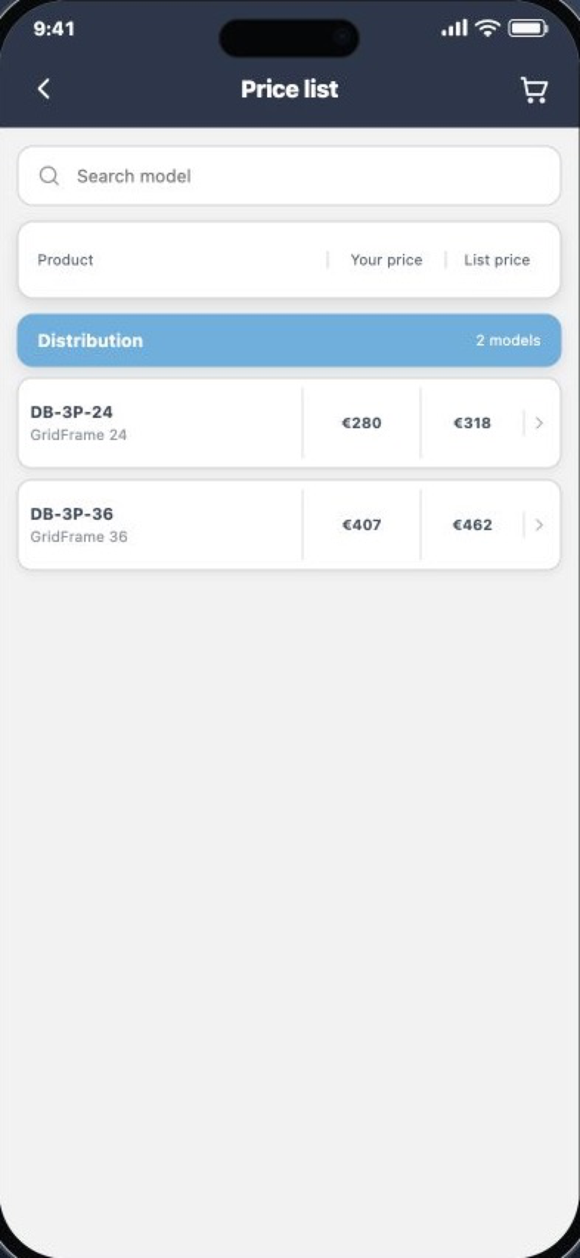 Mobile demo price list